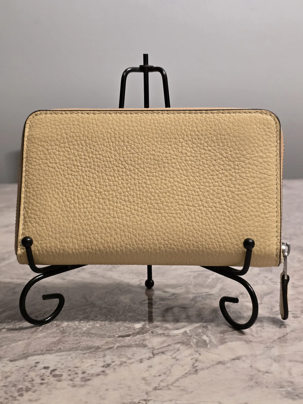 Coach Pebbled Leather Zip Wallet in Pale Yellow